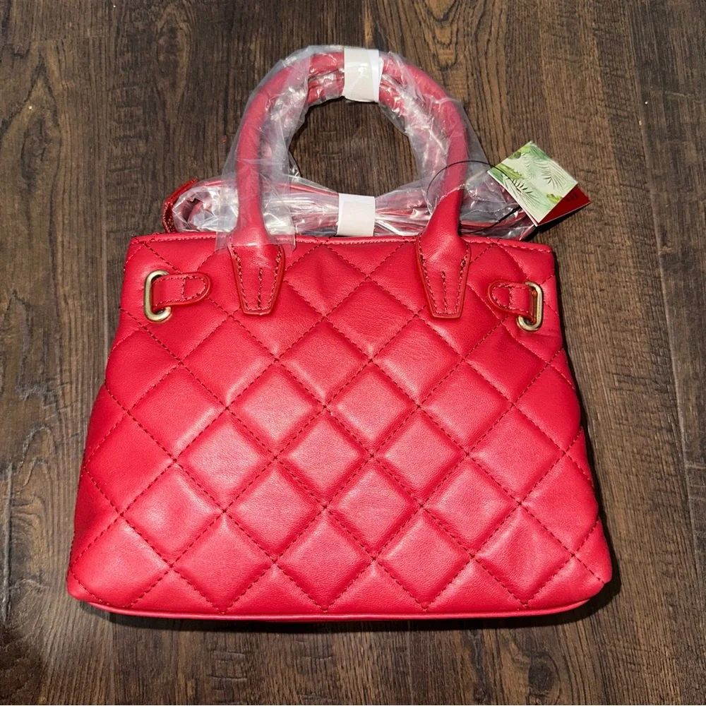 Studio Badgley Mischka BM-4162 Brick Red Quilted Mini Tote Crossbody NWT
